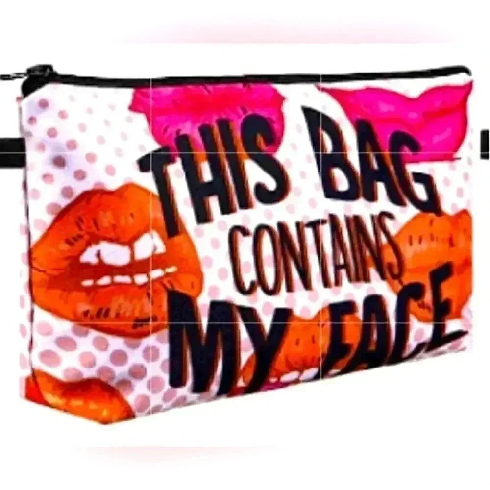 “This Bag Contains My Face” Travel Cosmetic Bag Pouch